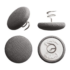 Primpins Short Upholstery Pins - Classic Linen - 20 Colors Available - Fabric Covered Button Twist Pins - Keeps Furniture Covers in Place (Set of 12, Dark Grey)