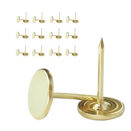 Galdexi 100pcs Flat Head Thumb Tacks for Wall, 7/16 Inch Heavy Duty Upholstery Tacks Nails, Decorative Long Push Pins for Office Home Furniture Decor Wooden Photo, Gold