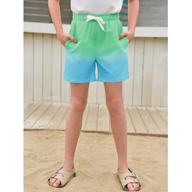 Haloumoning Boys Swim Trunks with Boxer Brief Liner Kids Gradient Quick Dry Swimming Shorts 5-14 Years