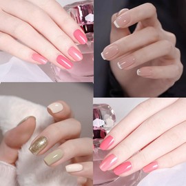 Pink Nail Polish Set - Nude Nail Varnish Set - 2Pcs Nude Pink Sweet Nail Polish - Quick Dry Nail Varnish Gift Set DIY Long Lasting Nail Art Home