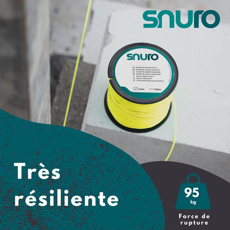 SNURO Nylon Rope (2 mm, 100 m, Yellow), Pack of