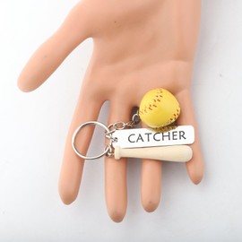 FEELMEM Softball Catcher Keychain Softball Player Gift Baseball Coach Gift Softball Catcher Baseball Game Day Jewelry Gift (CATCHER-ky)