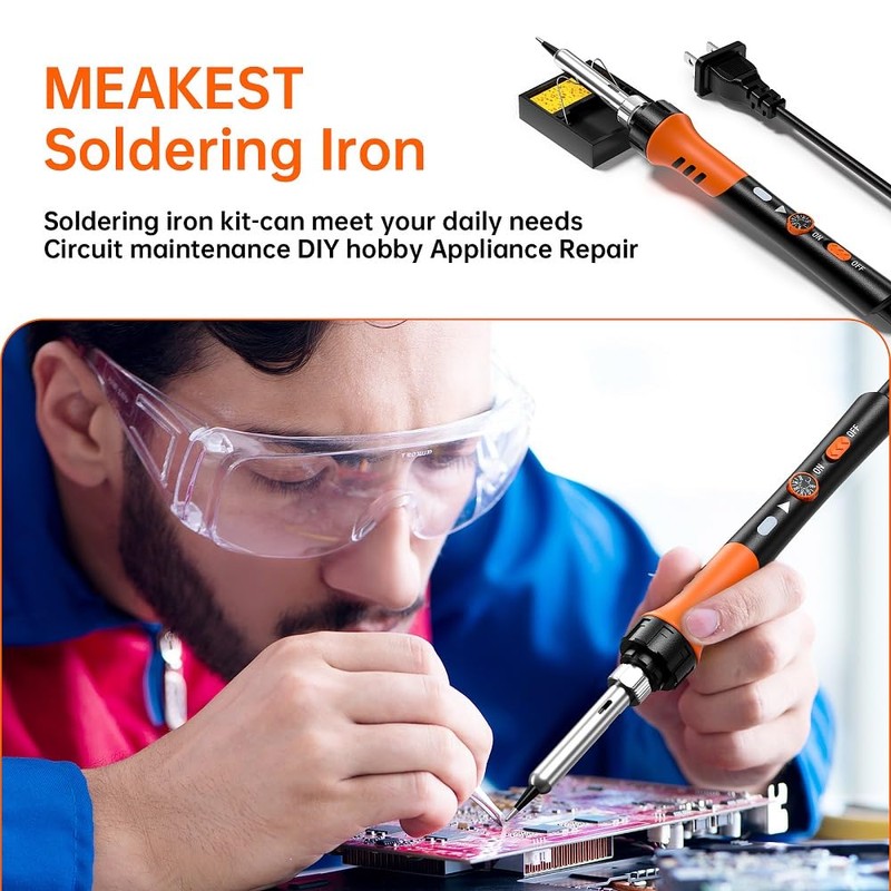 60W Adjustable Temperature Soldering Iron Kit - 9-in-1 With 5