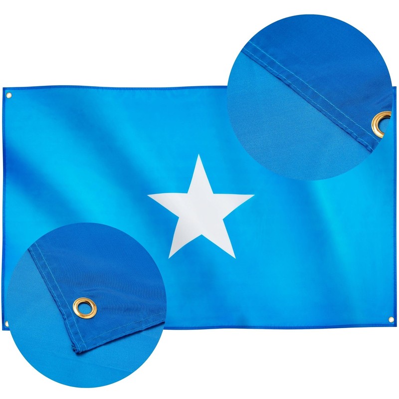 Runesol Somalia Flag, 91x152cm, 3ft x 5ft, 4 Grommets, Eyelet