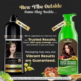 Herbishh - Champú colorante para cabello gris, champú con tinte natural para el cabello, colorea el cabello en minutos, dura hasta de 3 a 4 semanas, 500 ml, tinte de cabello 3 en 1, sin amoniaco (marrón oscuro)