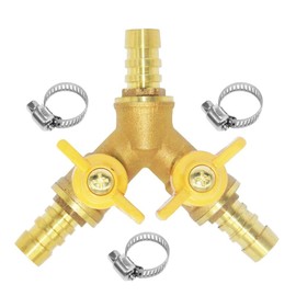 Beduan 3 Way Shut Off Ball Valve, 1/2" Hose Barb 2 Switch Brass Y Shaped Valve for Air Water Fuel Gas