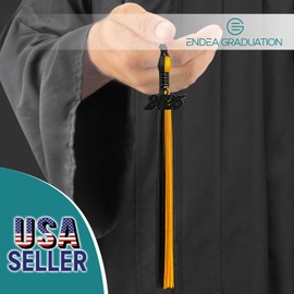Endea Graduation Double Color Tassel with Black Date Drop (Black/Bright Gold, 2025)