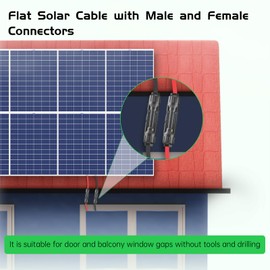 MXRPV Pack of 2 Solar Panel Flat Cable 4 mm², Solar Cable Window Feed-Through Flexible PV Flat Cable for Balcony Power Plant and Solar Power Station (35 cm - 4 Pieces)