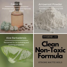 HygieneLab Men's Hair Gel - EWG Verified, Strong Hold, Matte Finish, Weightless Texture, Sandalwood Scent, Non-Toxic Clean Formula, Suitable for All Hair Types