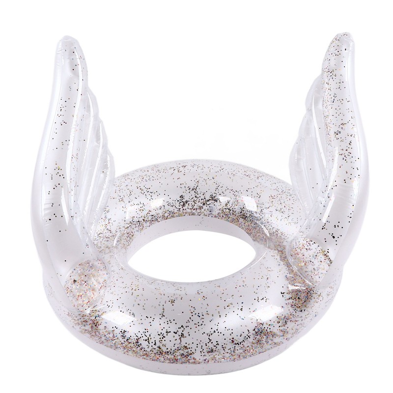 Inflatable Swimming Ring Sequin Swim Angel Wing Shiny Floating Tube