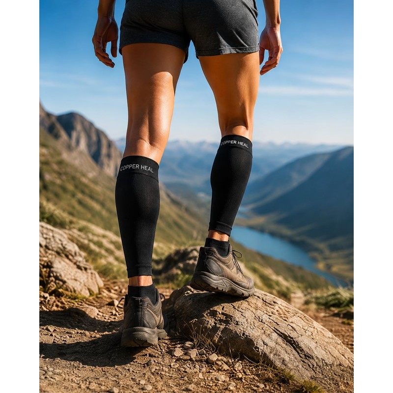 COPPER HEAL Calf Copper Compression Sleeves (1 Pair) for Training,