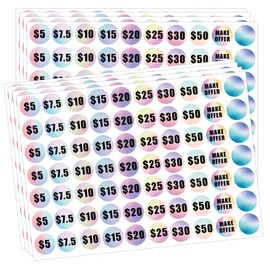 1 inch Yard Garage Sale Price Stickers Pre-Priced Pricing Labels - Bright Gradient Colored Flea Market Dollar Priced Stickers for Yard Retail Business Supplies 700 Pcs (High Price)