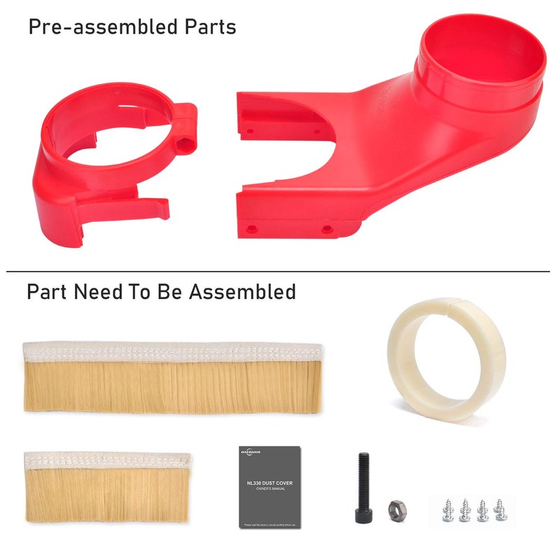 Daedalus NL330 CNC Dust Shoe, 80mm, Red
