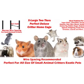Extra Large 30.5"x18.25"x34"H Two Tiers Large Double Large Front Doors Tight 1/2-inch Wire Spacing for Feisty Ferret Hammock Chinchilla Cat Sugar Glider Home On Wheels