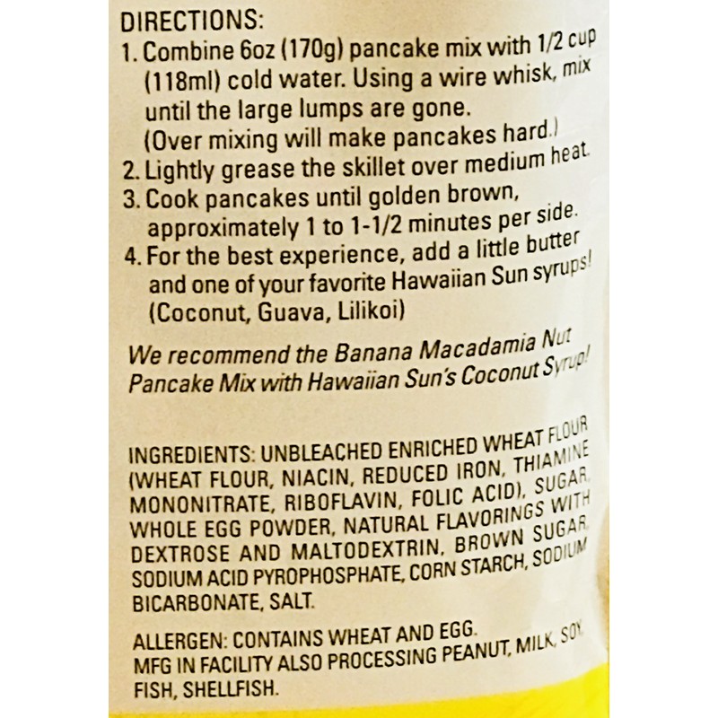 Hawaiian Natural Flavored Pancake Mix! Choose From Macadamia Nut Flavors!