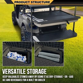 CNNELL Storage Cooler & Storage Box Insert Compatible with all GTW MACH3 Rear Seat Kits,Except Club Car Ds Models,Black