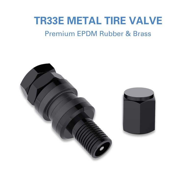 CKAuto 5 Pcs VS33/TR33E Tubeless Metal Clamp-in Valve Stems, Black