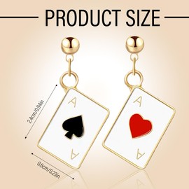 WUSJCOF Unique Funny 18K Gold Plated Hypoallergenic Poker Hearts and Ace of Spades Playing Cards Dangle Drop Stud Earrings for Women Girls Gambling Casino Jewelry Gift