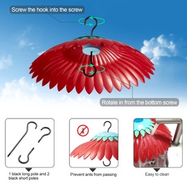 Beserie Squirrel Baffle for Hanging Bird Feeder Rain Cover for Outside Weather Guard Protect Feed from Sun Blue Dome Attract Hummingbirds, Moat Proof, Easy to Clean-14inch(Red)