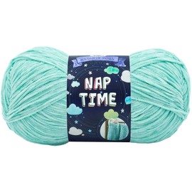Lion Brand Naptime Pale Aqua 171-104 (3-Skeins - Same Dye Lot) Worsted Medium #4 Polyester Yarn for Crocheting and Knitting - Bundle with 1 Artsiga Crafts Project Bag