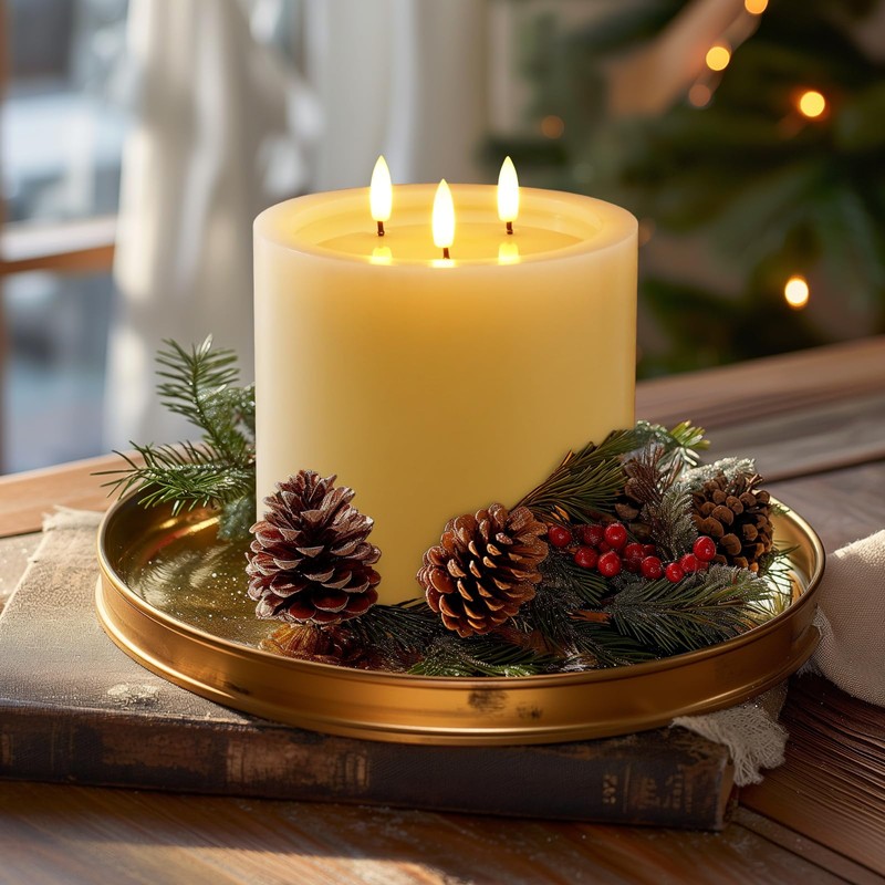 Amagic 3 Wicks Extra Large Flameless Candles, Battery Operated Candles