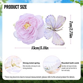 Floral Butterfly Hair Clip 3D Rose Flower Barrettes for Women Vintage Pearl Blue butterfly Hairpin Boho Bridal Styling Clip Hair Accessories for Wedding Resort Prom Headpieces