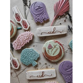 LissieLou Ramadan Mubarak Style 1 with Moon Eid Icing Fondant Cookie Cutter and Embosser - Clear