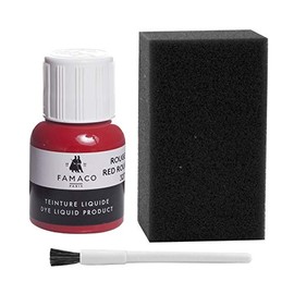 Dye Design Paint for Leather and Faux Leather Shoes Trainers with Sponge and Brush Famaco Dye Liquid 36 Colours Red