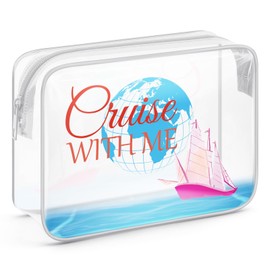 Sazuwu Cruise Travel Gifts Clear Makeup Bags with Zipper Gifts for Cruise Ship Lovers Friends Cruise Vacation Gifts Cosmetic Travel Bag Organizer Cruise Girls Trip Gifts Cruise Ship Themed Gifts