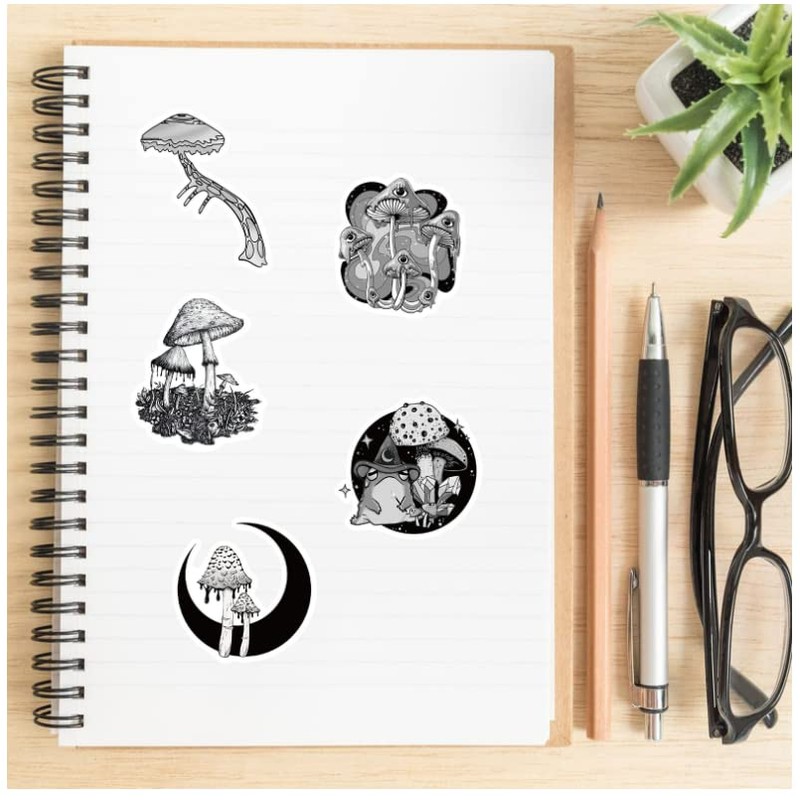 50 PCS Goth Style Mushroom Stickers Pack Gothic Stickers Aesthetic