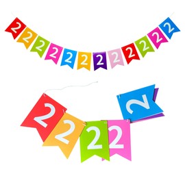 2nd Birthday Garland: Colourful Garland for the Second Birthday - 12 Flags with Large 2 for Decoration at the Second Children's Birthday - Boys and Girls - 2nd Place