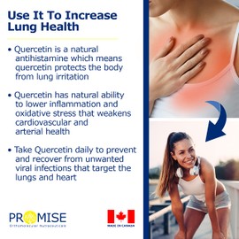 Promise Quercetin Extra Strength 500mg 120 Capsules, Reduce Inflammation, Boost Immunity, Cardiovascular Health, Powerful Antioxidant, Healthy Blood Pressure, Free Radical Defense, Made In Canada