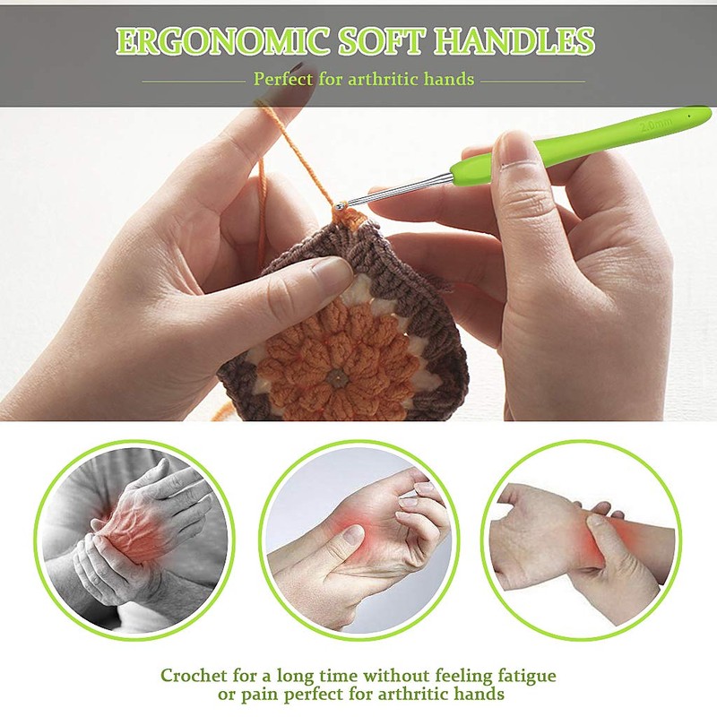 ZGTS Crochet Hooks Set, 9PCS Aluminum Knitting Needles Kit Ergonomic