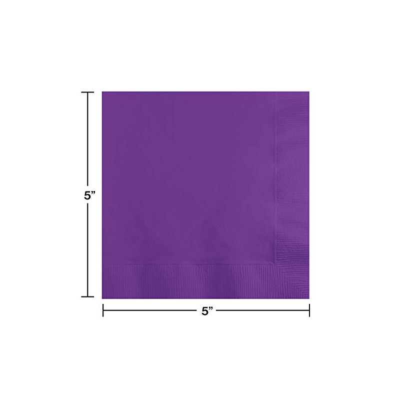 Creative Converting Amethyst Beverage Napkin, 50 Count, Purple, Pieces (318930)