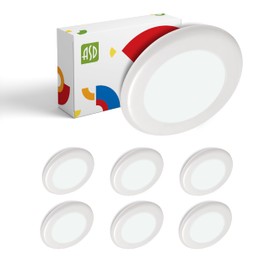 ASD 6 Pack LED Disk Lights 4 Inch, 10W 5000K Daylight 650LM, Dimmable Flush Mount Ceiling Light Fixture, Low Profile Surface Mount Disc Lights, Junction Box or Recessed Can Install, ETL Energy Star