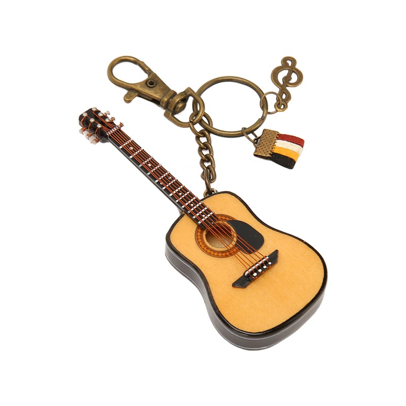 Mini Guitar Model Keychain Function Smoothing Wood Rich Details Miniature