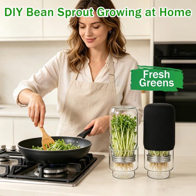 Updated Sprouting Kit, Seed Sprouting Jars with Sleeves and Lids,