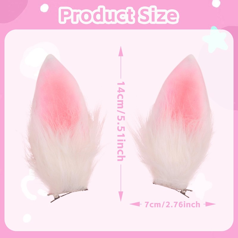Totelux Eater Hair Clips Bunny Ears Hair Barrettes Pink White