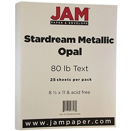 JAM PAPER Metallic 32lb Paper - 8.5 x 11 - Opal Ivory Stardream Metallic - 25 Sheets/Pack