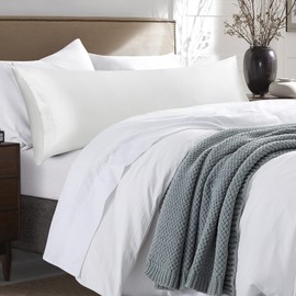 P Pothuiny Satin Body Pillow Cover 20" x 54", Ivory White Silky Body Pillow Pillowcase for Adults, Long Body Pillow Case with Envelope Closure