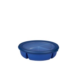 Mepal Cirqula Round Bento Bowl, Multi-Bowl with 3 Compartments, Airtight Food Storage Container, Meal Prep Boxes & Storage Jars, Vivid Blue