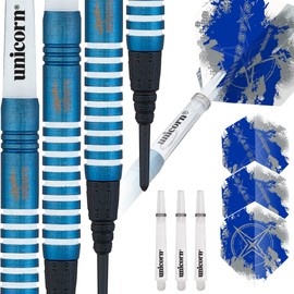 Unicorn Soft Tip Darts Set | Gary Anderson Blue Silver Star | 80% Tungsten Barrels with Titanium Coating | Epic Tips | 17 g