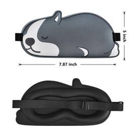 FUNAUPGO Cute Puppy Sleep Mask Eye Mask Funny Animal 3D Contoured Sleeping Mask Soft Breathable Blindfold Travel Eye Cover Eyeshade for Kids Adults Girls Boys Women Men (Dog, Grey)