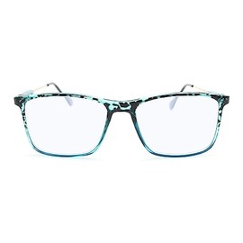 Turquoise Tortoise Shell Rectangular Frame Reading Glasses Men with Sturdy Made - Sleek Large Frame Mens Eyeglasses - Trendy for all Face Shapes Readers for Men - Wide Cheaters Reading Glasses 2.0