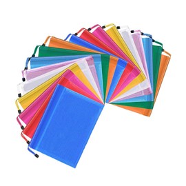 FORTSPANG A4 Folder, Zipper File Wallet A4 Plastic Wallet,18 Pieces A4 Document Folders, Zip-Lock Bags, Files Folder Bags for Offices School Storage Supplies - 9 Color