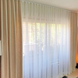 FELIDESIGN Curtain Track, Ceiling Curtain Track, Ceiling Track for Curtains, Room Divider Curtain Rods, Curtain Track Ceiling Mount, Curtain Track Rail Set with Roller Hooks (White, 12ft - 18ft)