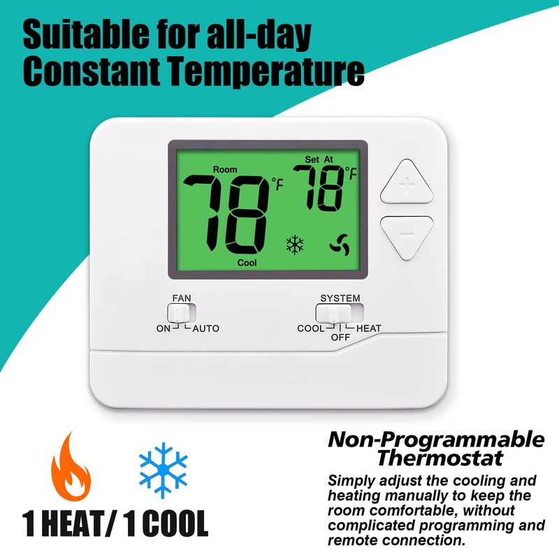 Suuwer Non-Programmable Thermostat for House, Digital Energy-Saving Home Thermostats, up