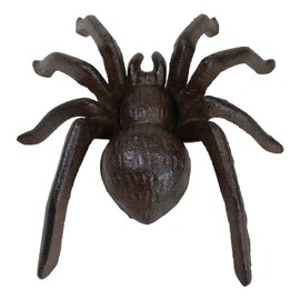 Ebros Gift Cast Iron Bronze Finished Arachnid Spider Metal Wall Decor Sculpture 6" Long Gargantuan Tarantula Paperweight Desktop Shelf Figurine