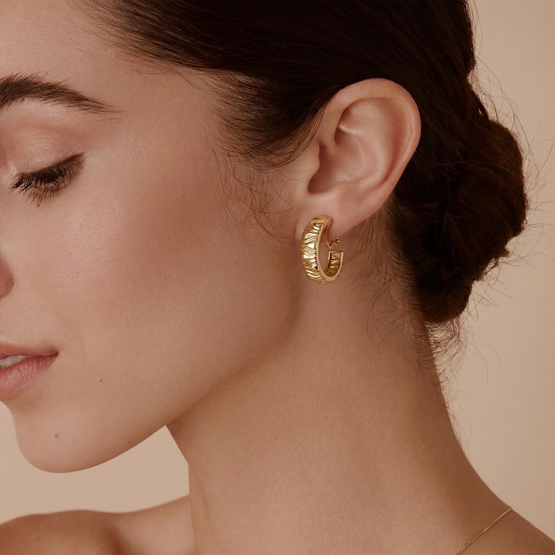 Eahoopfm Clip on Earrings Women, 14K Gold Small Gold Hoop