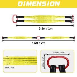 2 PCS Heavy Duty Lifting Slings Straps with D Ring Shackle